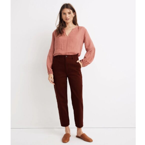 Madewell Burgundy Cropped Tapered Pants - Picture 1 of 7